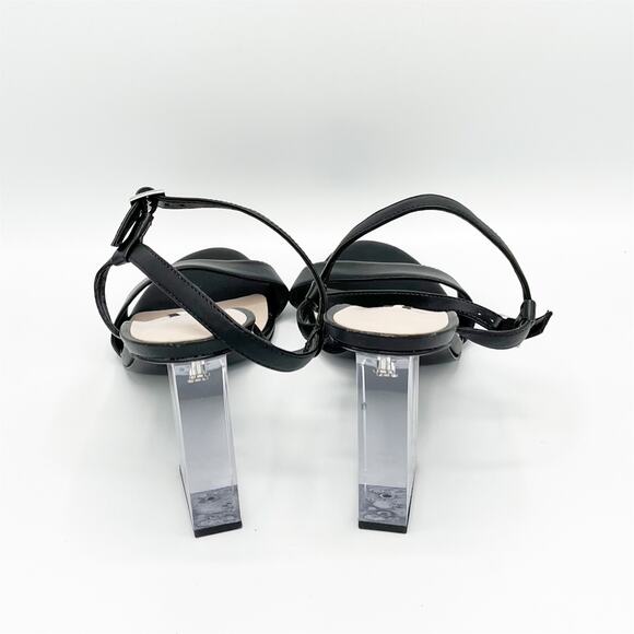 Nine West Feisty 4 inch Block Heel Sandal in Black/Clear Size 9.5 - Picture 4 of 6